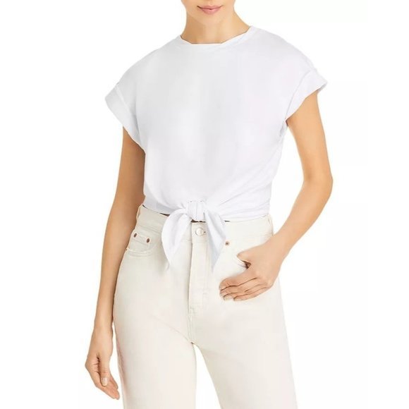 LINI Corrine Twist Front Tee in White - XS - Picture 1 of 3